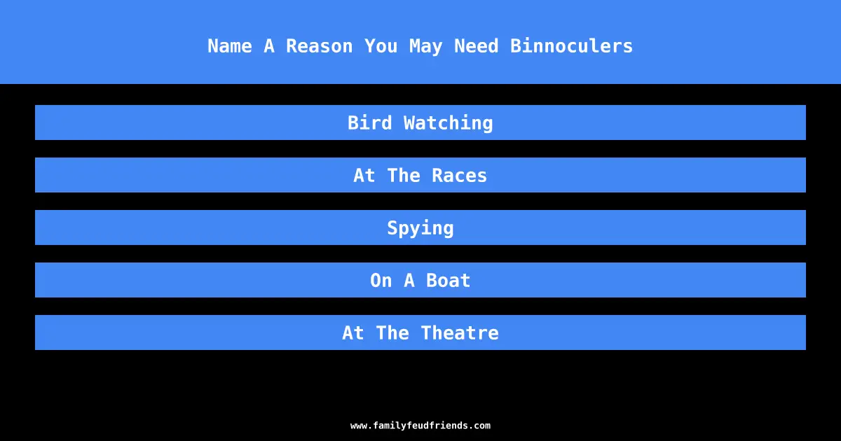 Name A Reason You May Need Binnoculers answer