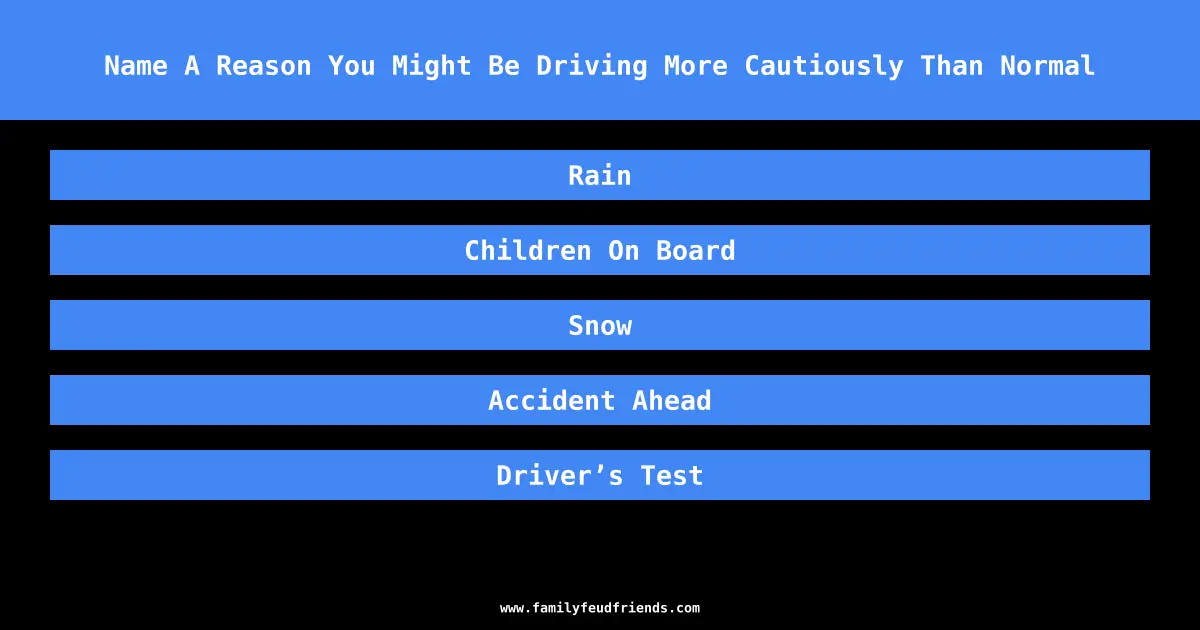 Name A Reason You Might Be Driving More Cautiously Than Normal answer