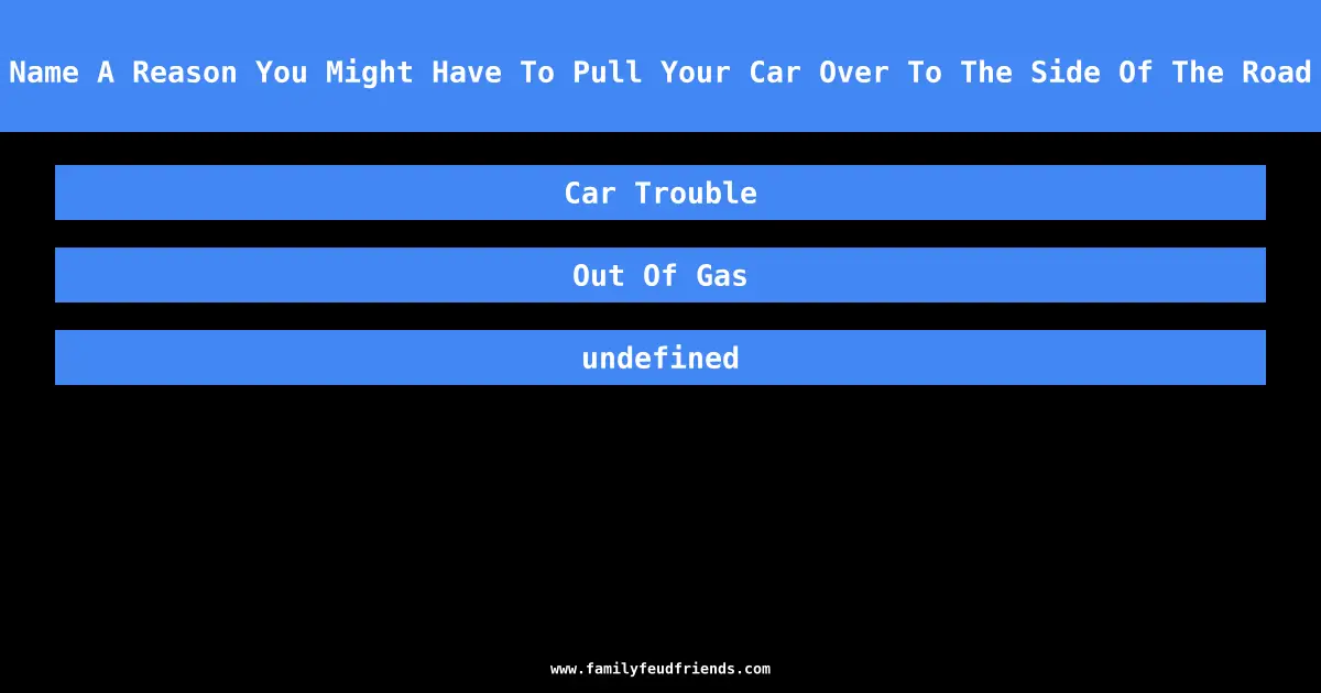 Name A Reason You Might Have To Pull Your Car Over To The Side Of The Road answer