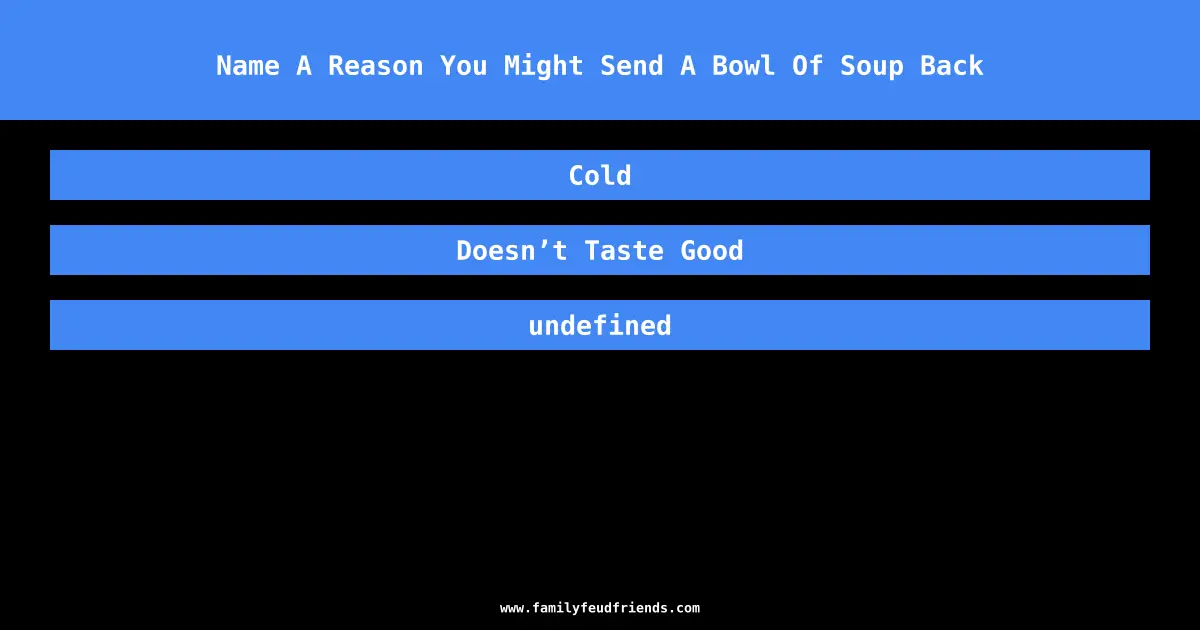 Name A Reason You Might Send A Bowl Of Soup Back answer