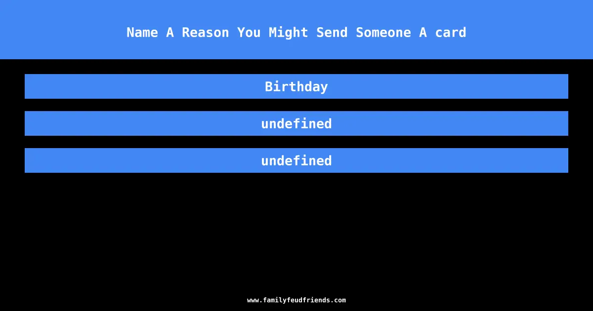 Name A Reason You Might Send Someone A card answer