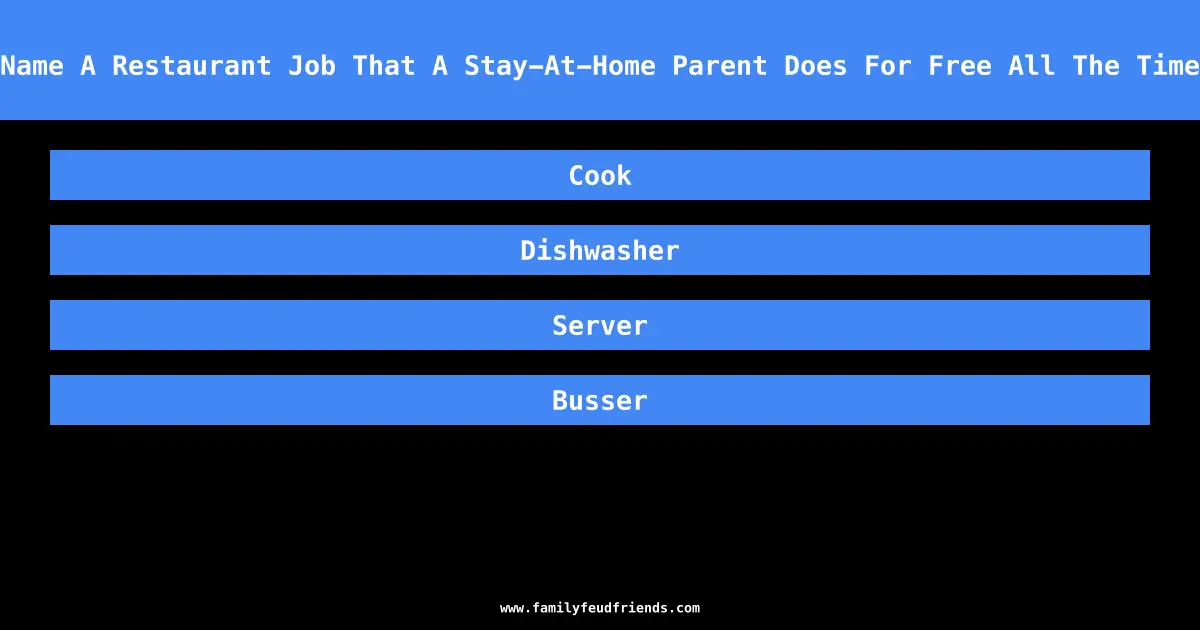 Name A Restaurant Job That A Stay-At-Home Parent Does For Free All The Time answer