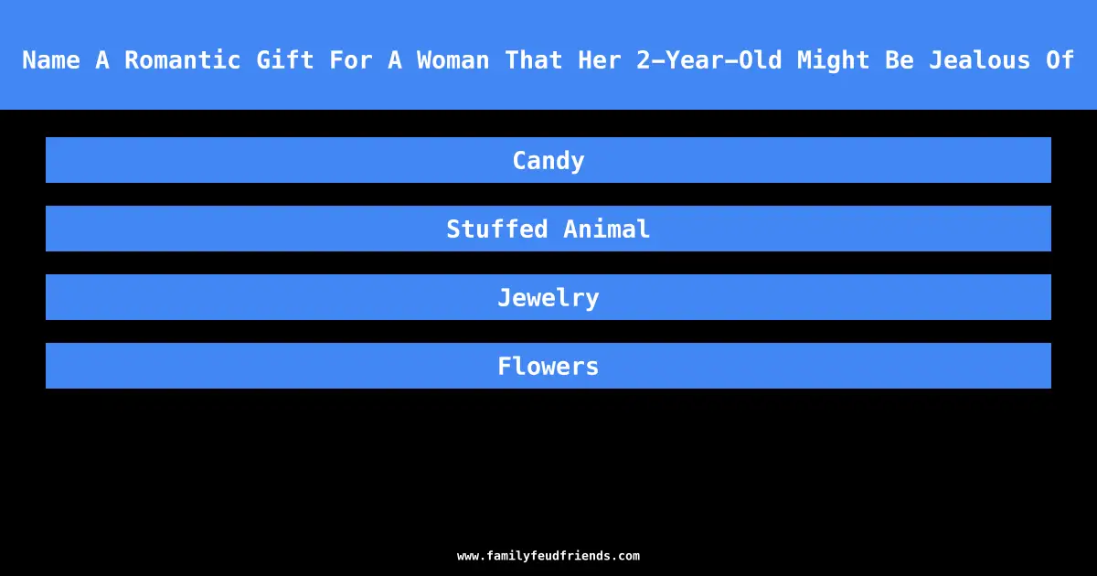 Name A Romantic Gift For A Woman That Her 2-Year-Old Might Be Jealous Of answer
