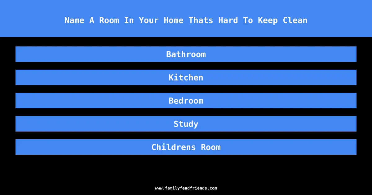 Name A Room In Your Home Thats Hard To Keep Clean answer