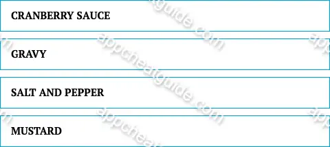 Name a sauce or seasoning you would see at thanksgiving dinner. screenshot answer