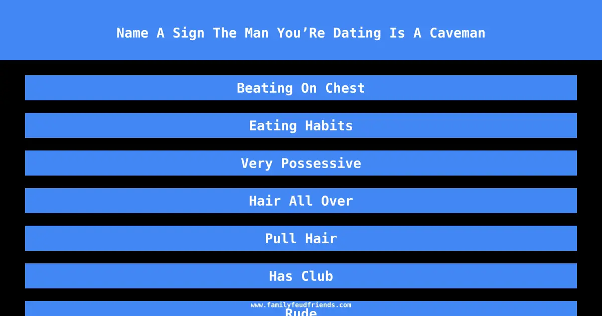 Name A Sign The Man You’Re Dating Is A Caveman answer