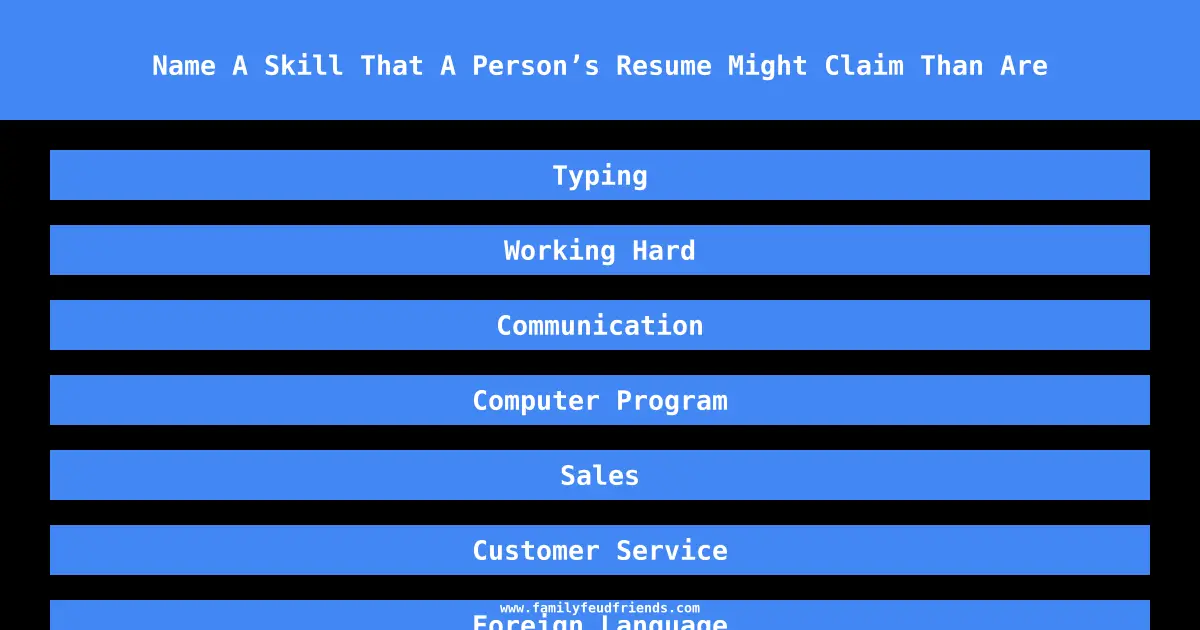 Name A Skill That A Person’s Resume Might Claim Than Are answer
