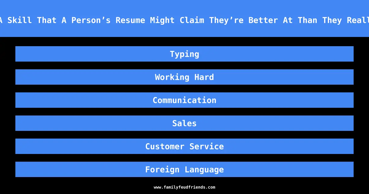 Name A Skill That A Person’s Resume Might Claim They’re Better At Than They Really Are answer