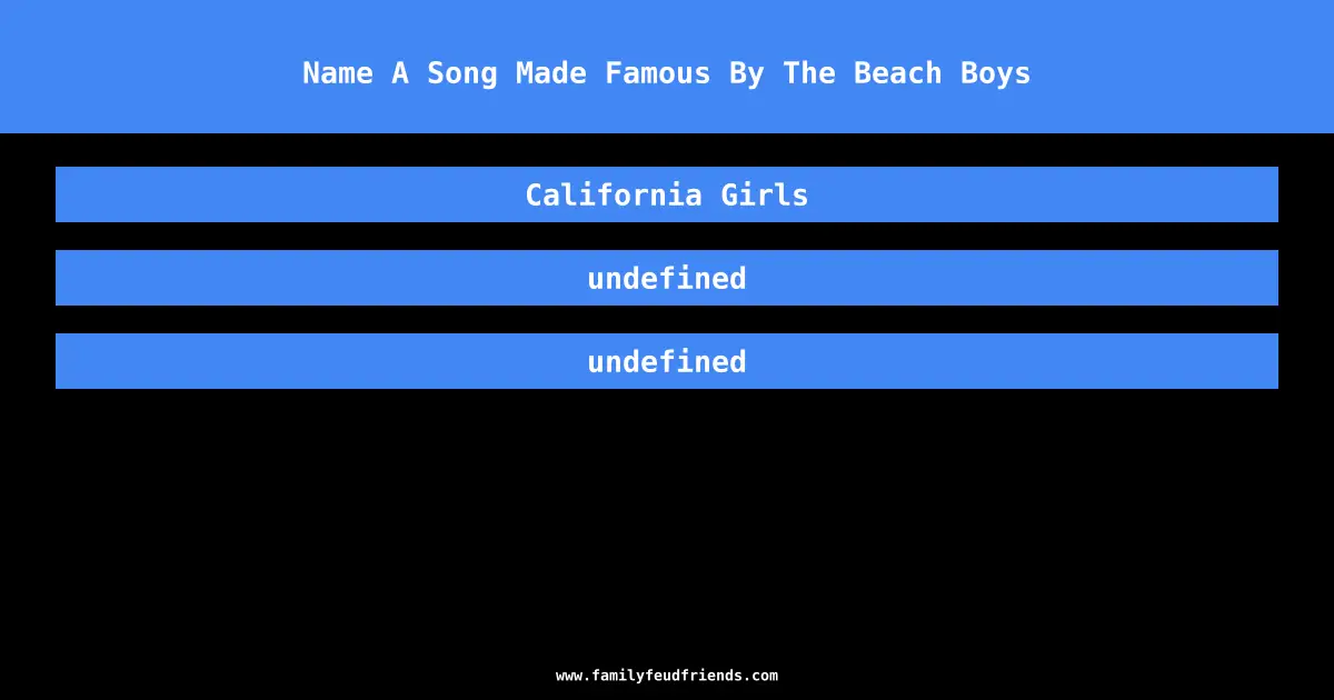 Name A Song Made Famous By The Beach Boys answer