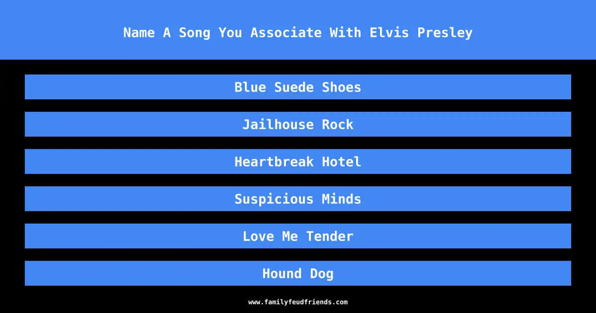 Name A Song You Associate With Elvis Presley answer