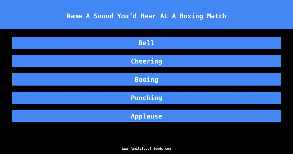 Name A Sound You’d Hear At A Boxing Match answer