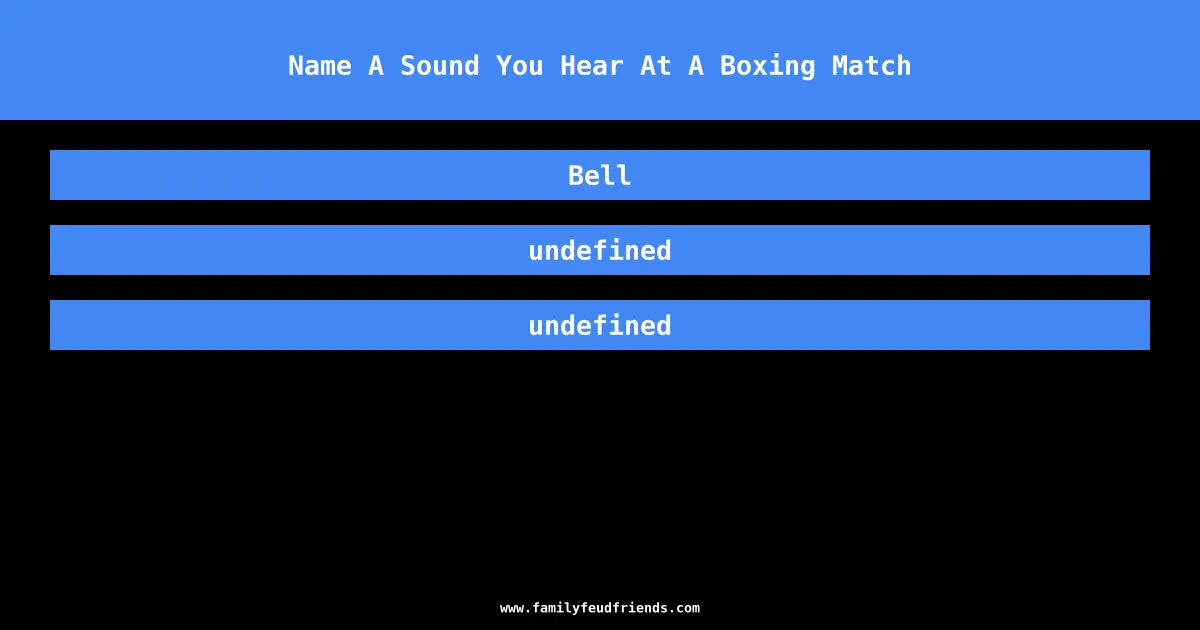 Name A Sound You Hear At A Boxing Match answer