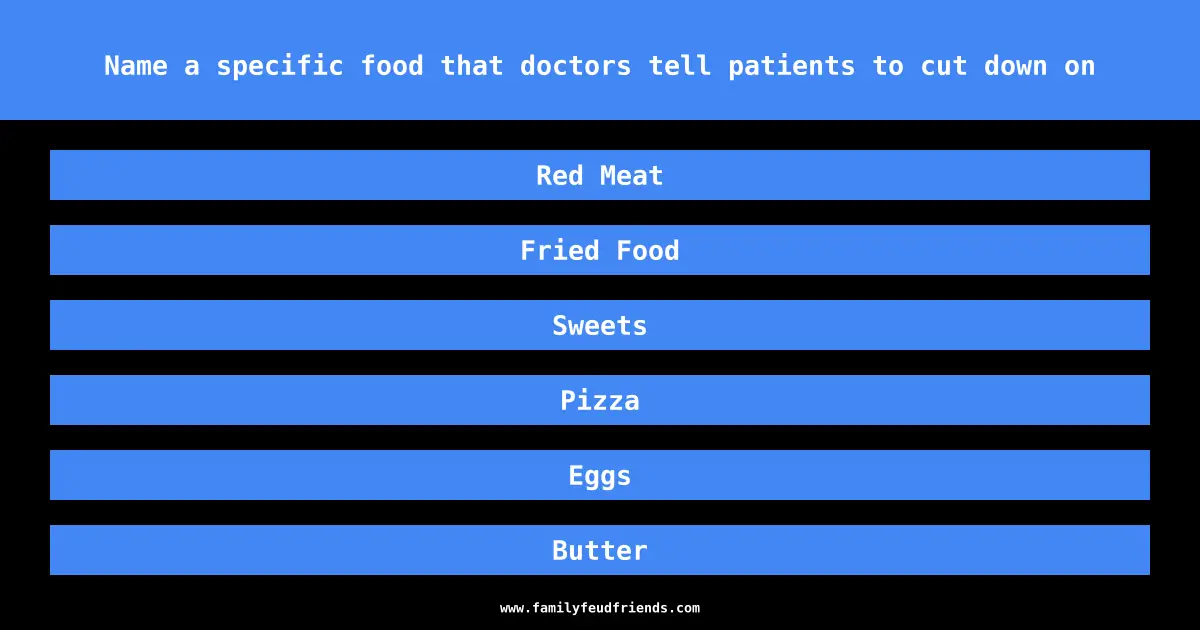 Name a specific food that doctors tell patients to cut down on answer