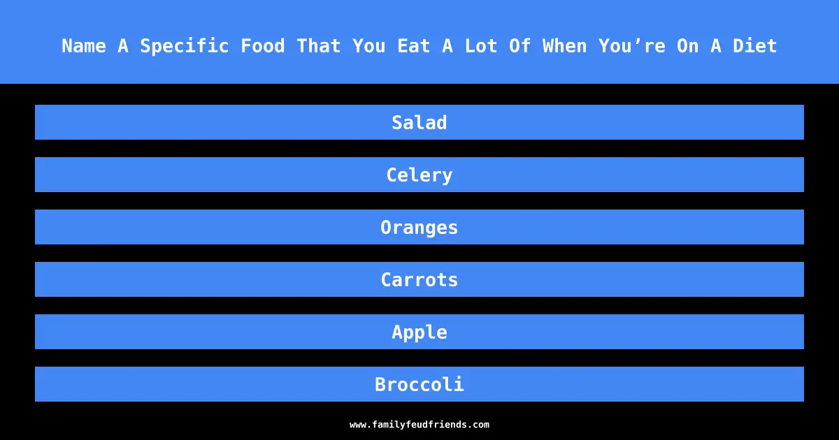 Name A Specific Food That You Eat A Lot Of When You’re On A Diet answer