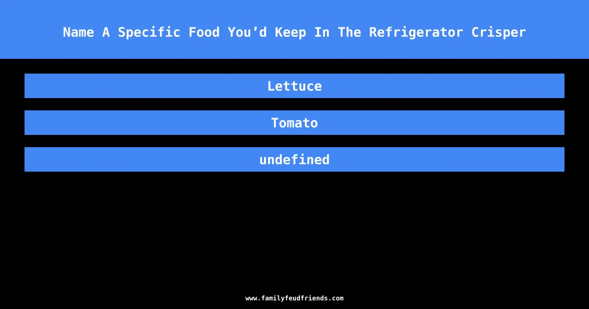 Name A Specific Food You’d Keep In The Refrigerator Crisper answer