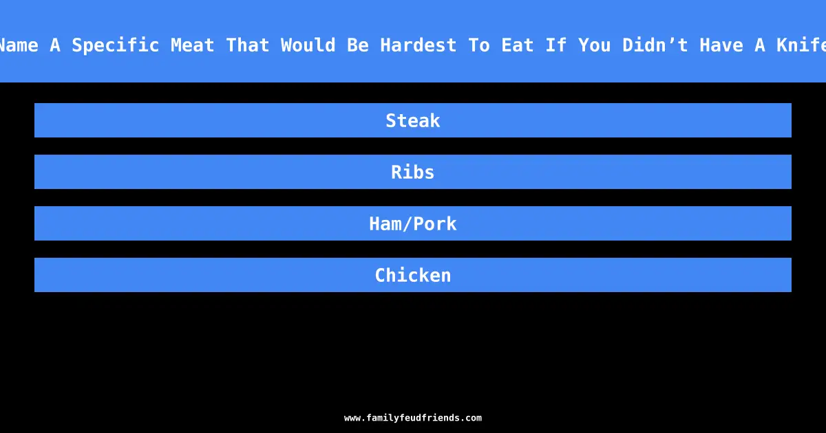 Name A Specific Meat That Would Be Hardest To Eat If You Didn’t Have A Knife answer