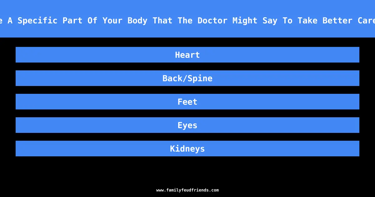 Name A Specific Part Of Your Body That The Doctor Might Say To Take Better Care Of answer