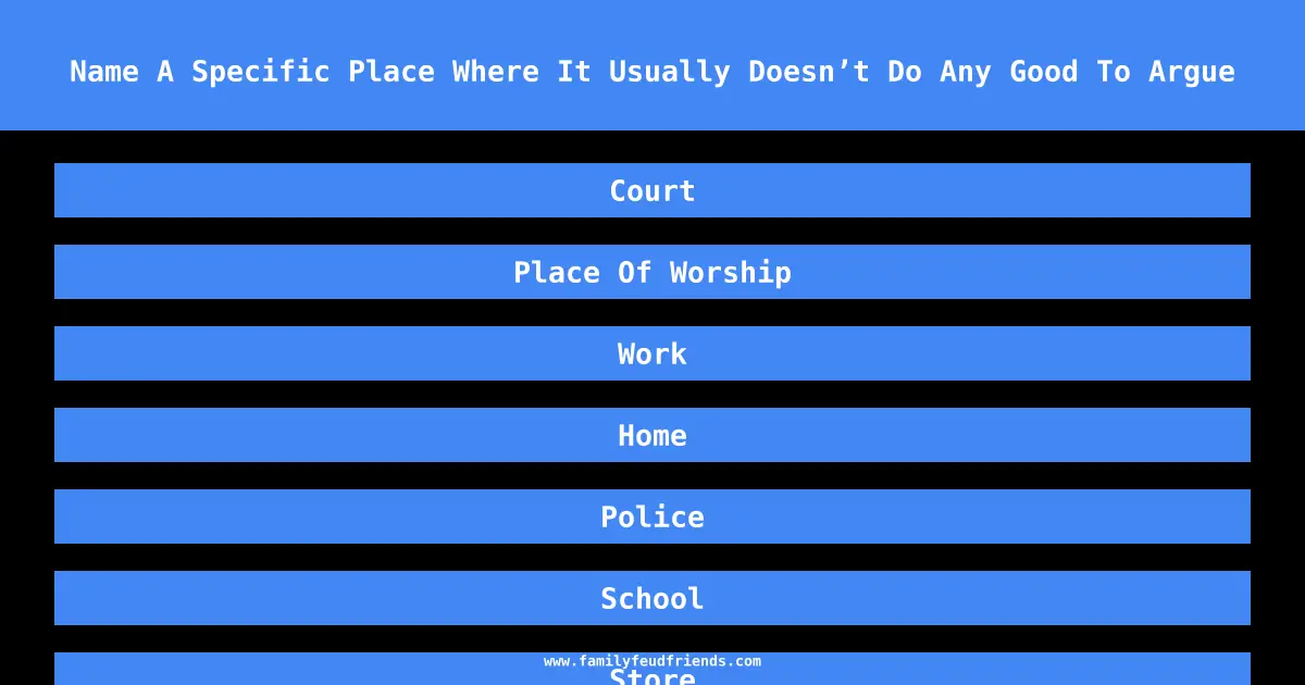 Name A Specific Place Where It Usually Doesn’t Do Any Good To Argue answer