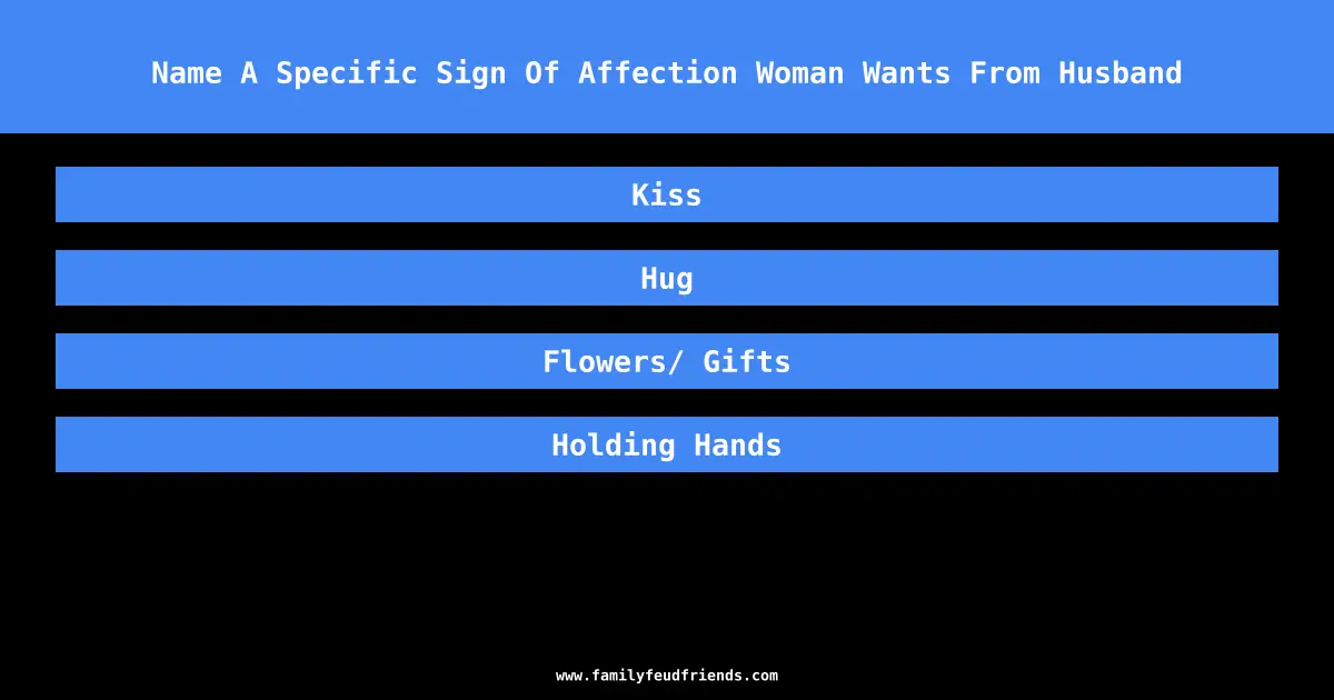 Name A Specific Sign Of Affection Woman Wants From Husband answer