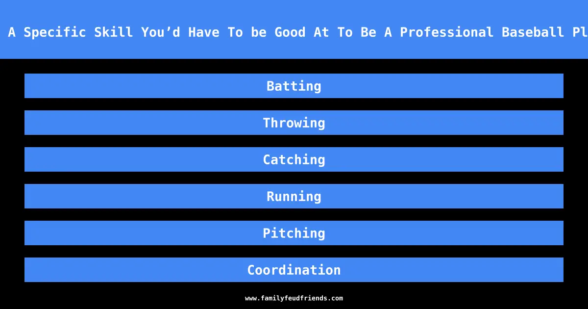 Name A Specific Skill You’d Have To be Good At To Be A Professional Baseball Player answer