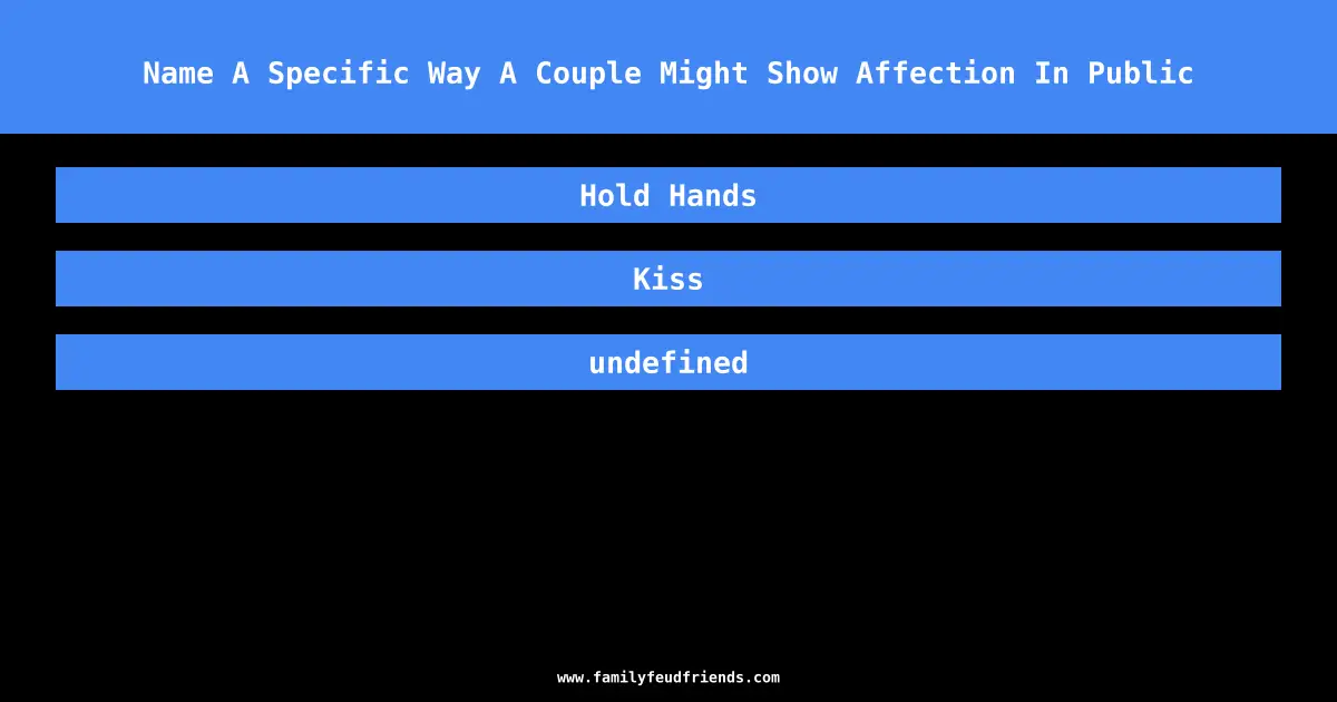 Name A Specific Way A Couple Might Show Affection In Public answer