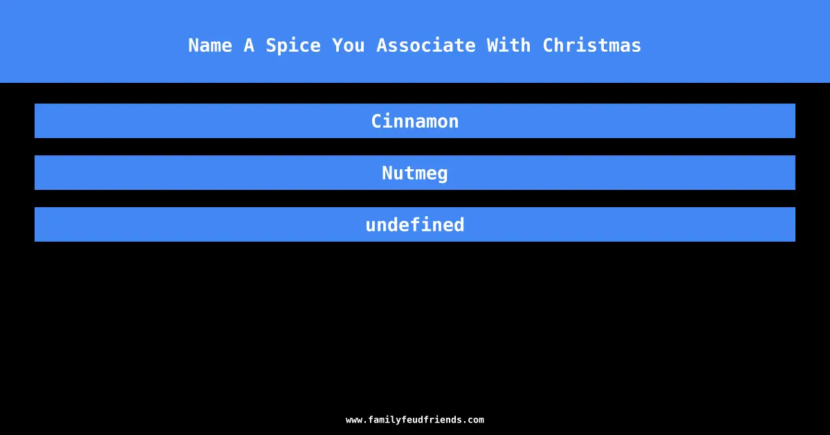 Name A Spice You Associate With Christmas answer