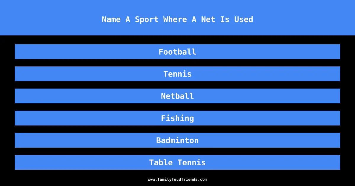Name A Sport Where A Net Is Used answer