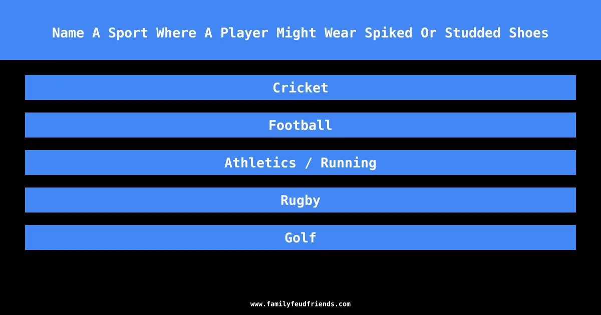 Name A Sport Where A Player Might Wear Spiked Or Studded Shoes answer