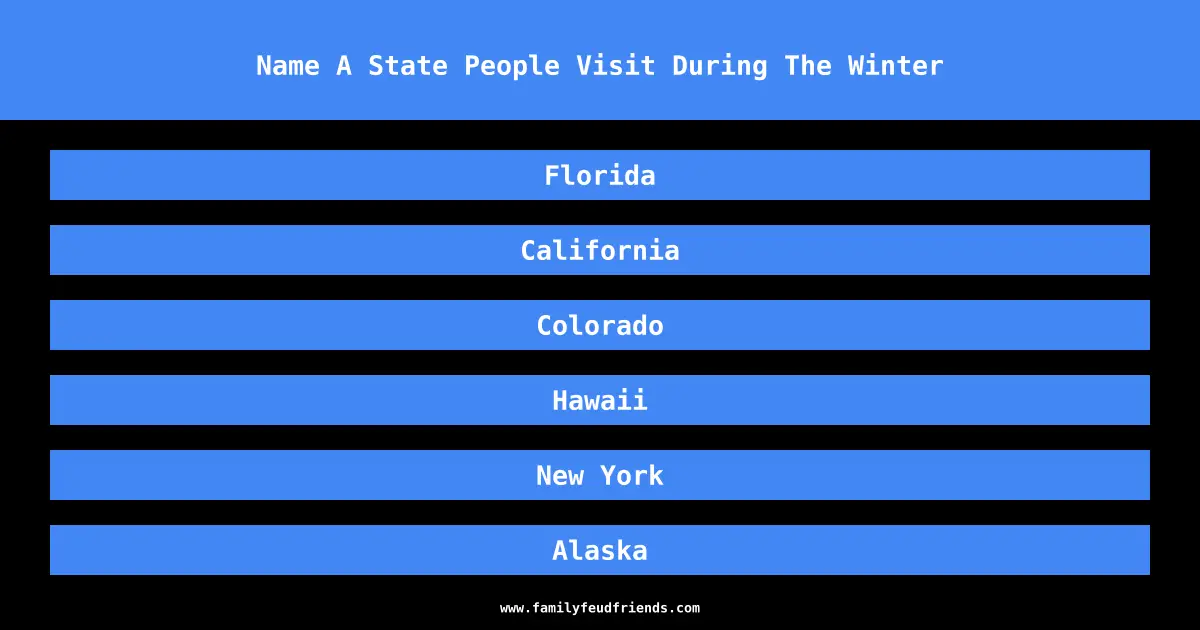 Name A State People Visit During The Winter answer