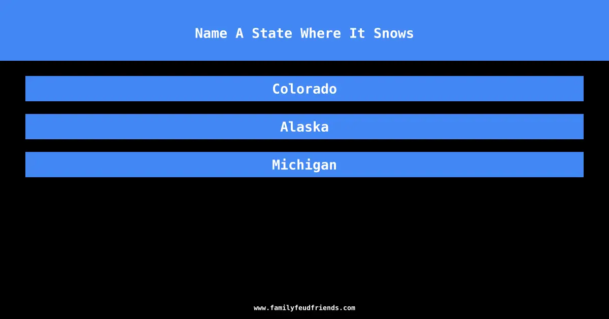 Name A State Where It Snows answer