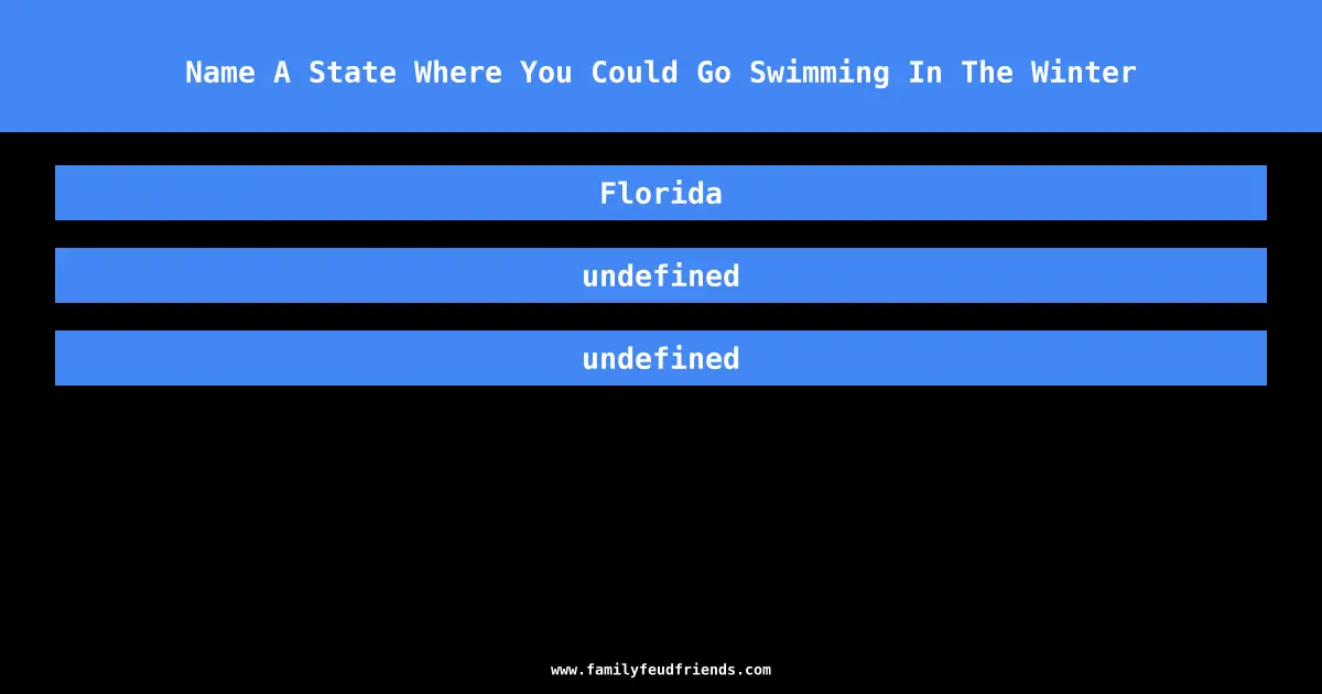Name A State Where You Could Go Swimming In The Winter answer