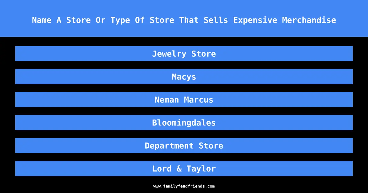 Name A Store Or Type Of Store That Sells Expensive Merchandise answer