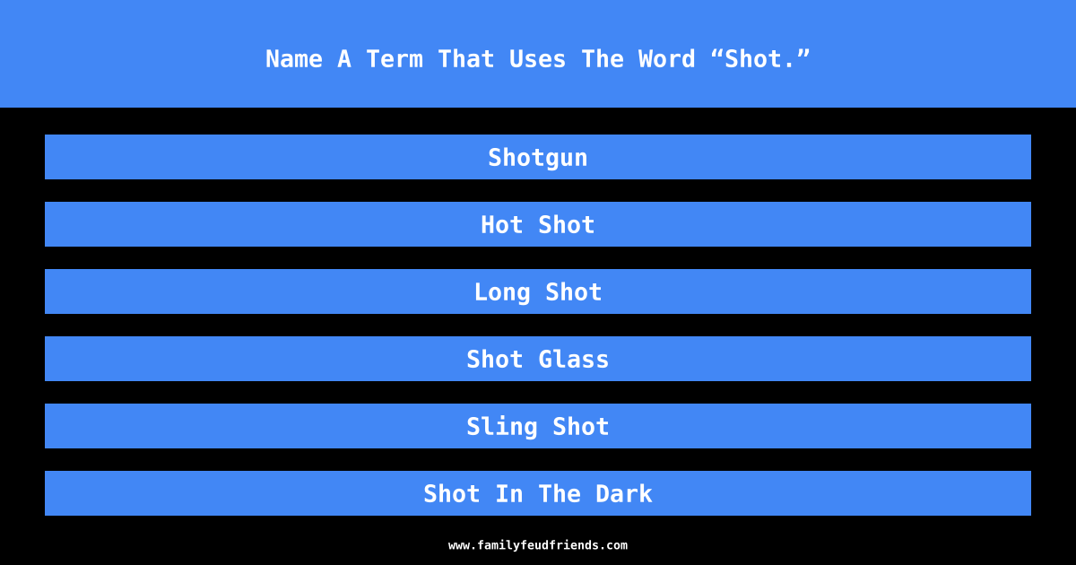 Name A Term That Uses The Word “Shot.” answer