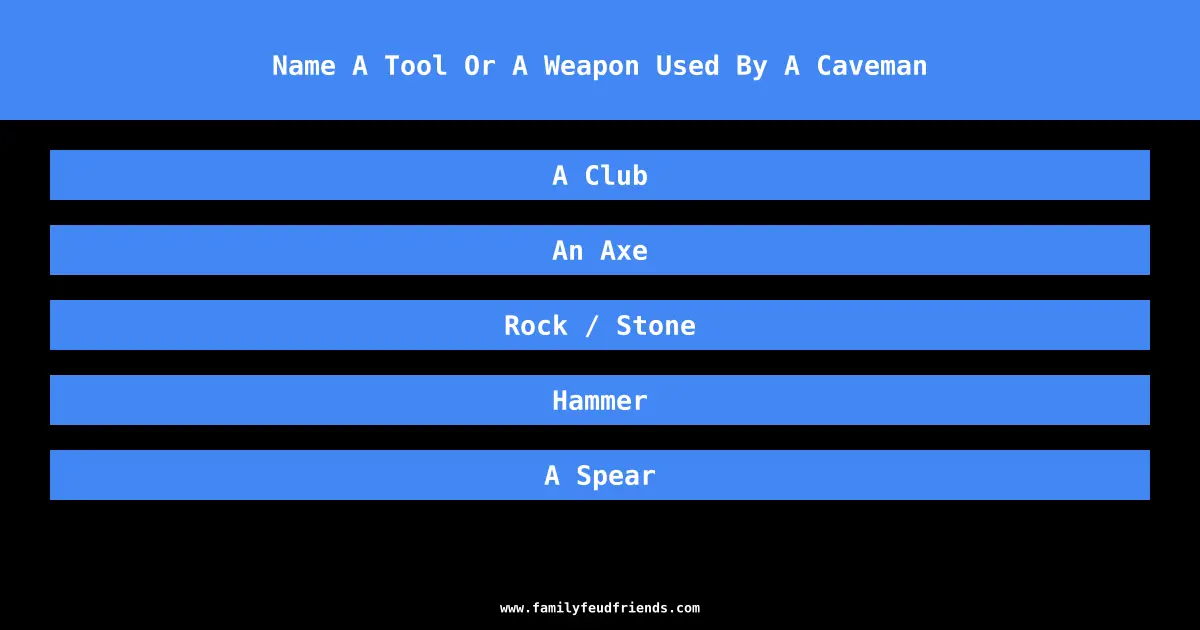 Name A Tool Or A Weapon Used By A Caveman answer