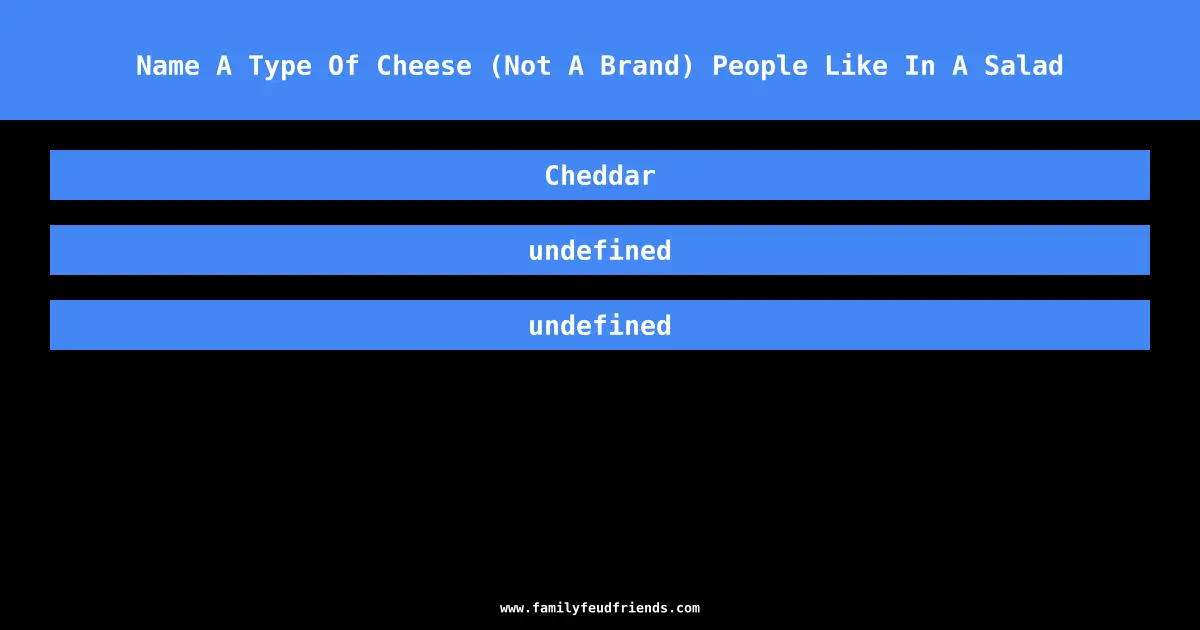 Name A Type Of Cheese (Not A Brand) People Like In A Salad answer