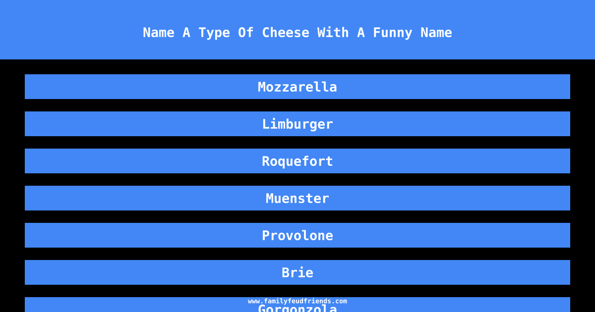 Name A Type Of Cheese With A Funny Name answer