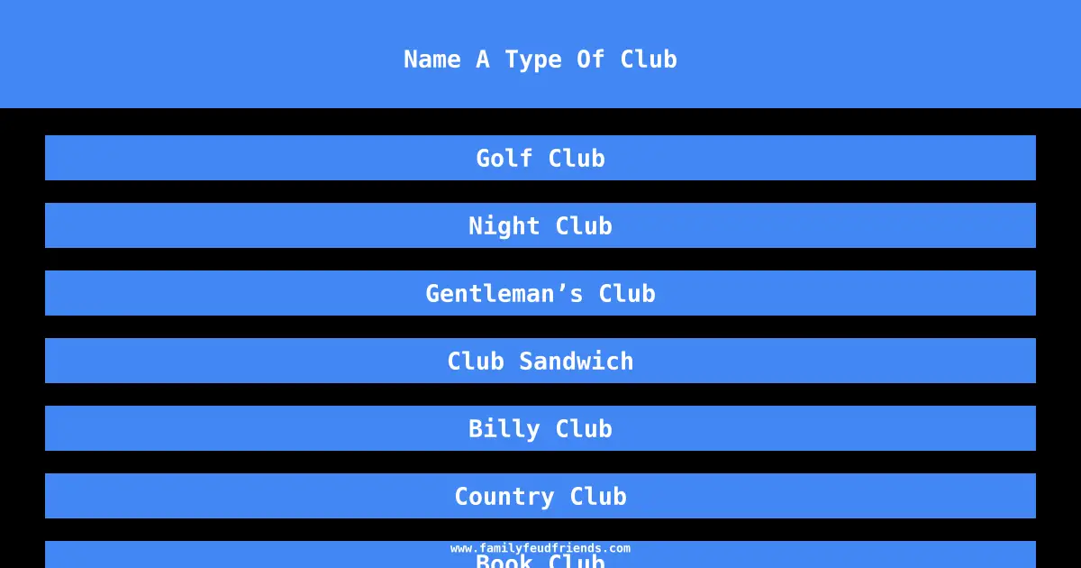 Name A Type Of Club answer