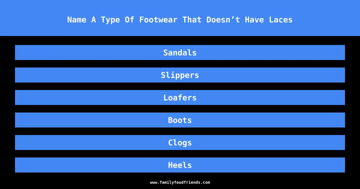 Name A Type Of Footwear That Doesn’t Have Laces answer