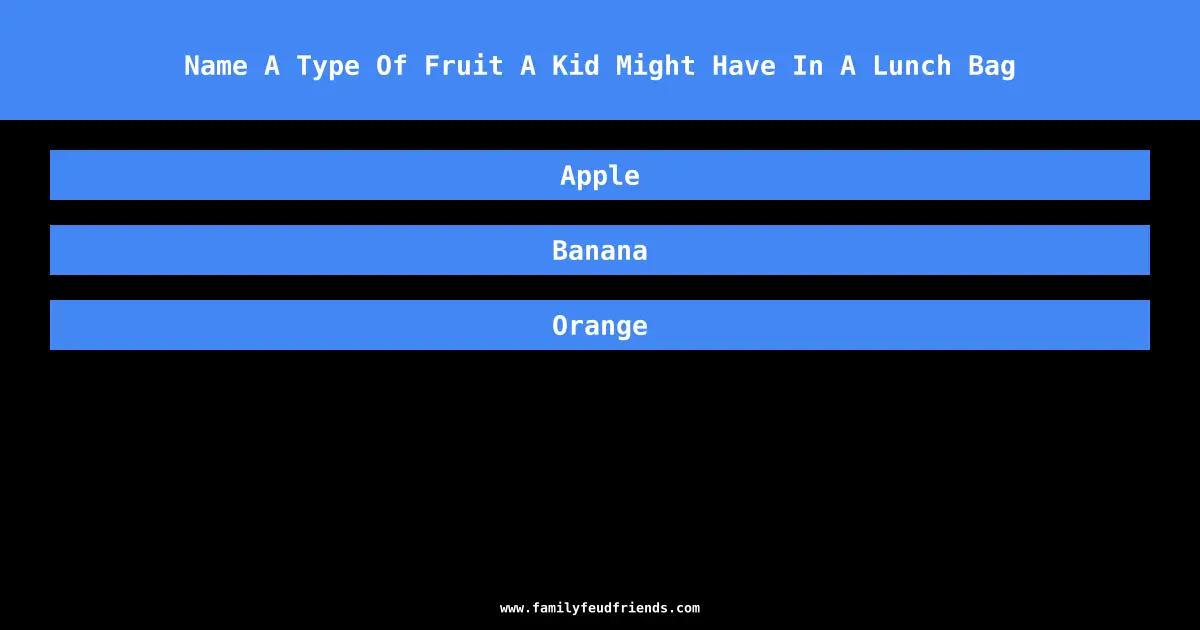 Name A Type Of Fruit A Kid Might Have In A Lunch Bag answer