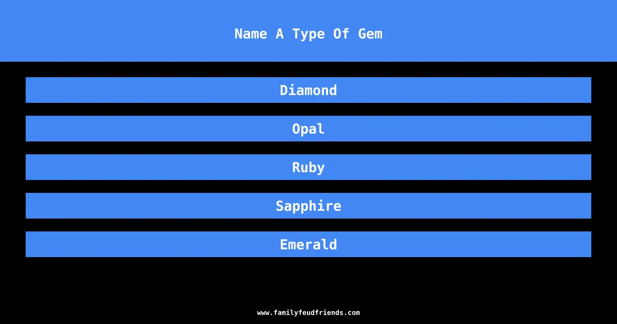 Name A Type Of Gem answer
