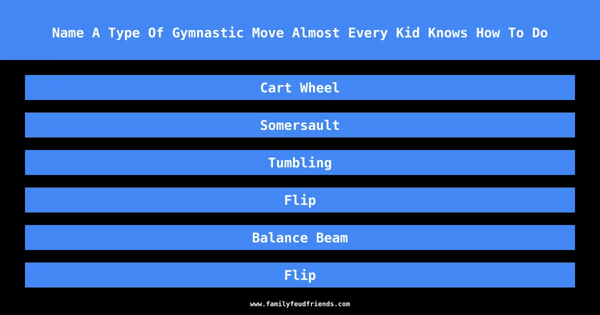 Name A Type Of Gymnastic Move Almost Every Kid Knows How To Do answer