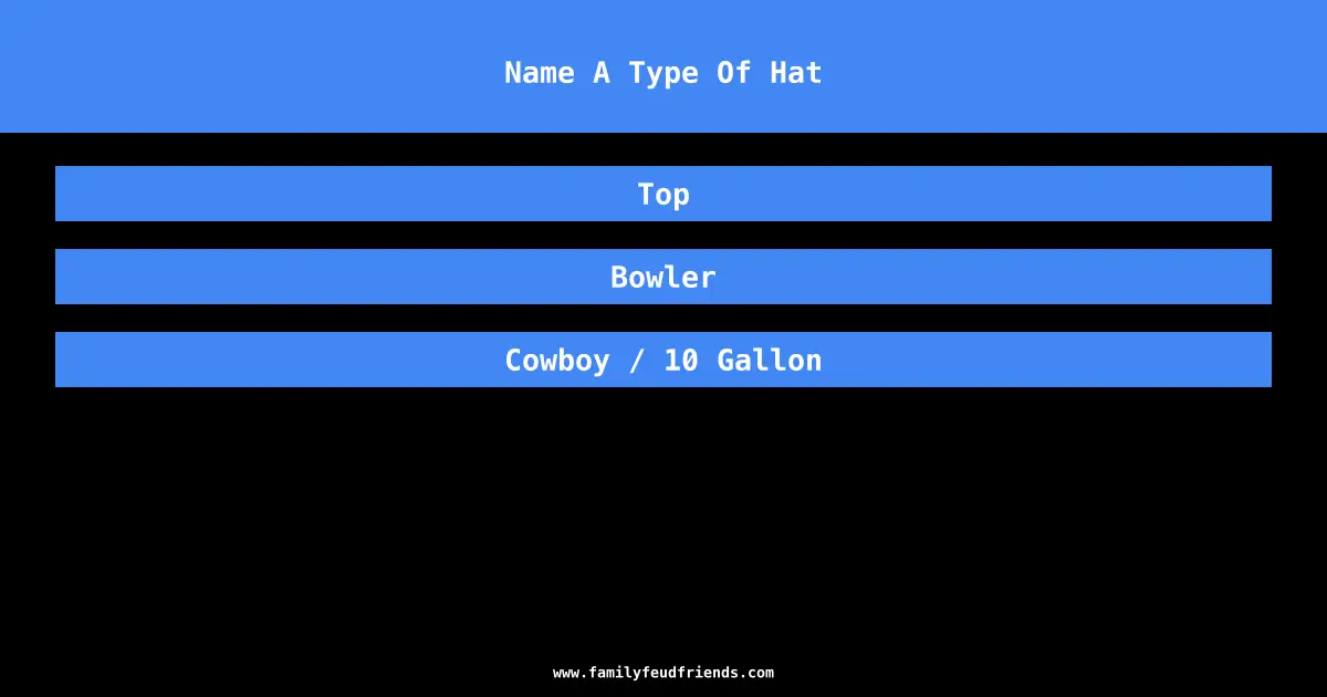 Name A Type Of Hat answer
