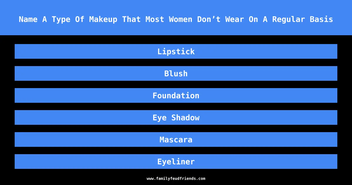 Name A Type Of Makeup That Most Women Don’t Wear On A Regular Basis answer