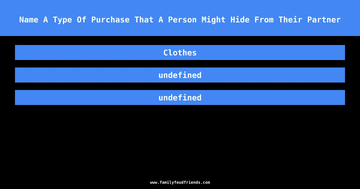 Name A Type Of Purchase That A Person Might Hide From Their Partner answer