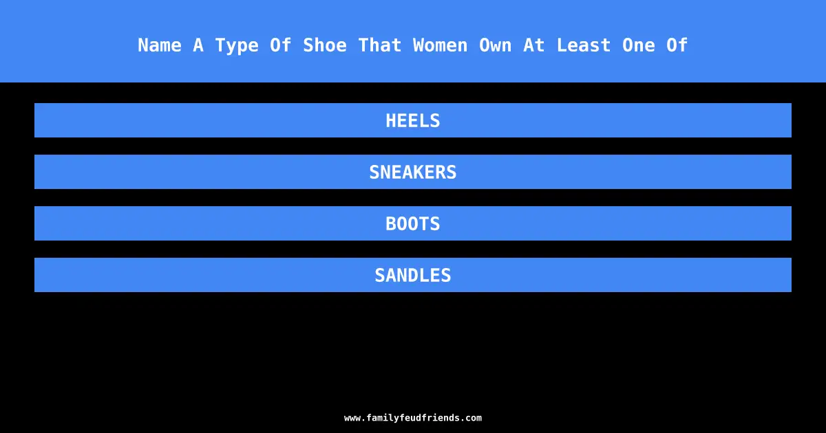 Name A Type Of Shoe That Women Own At Least One Of answer