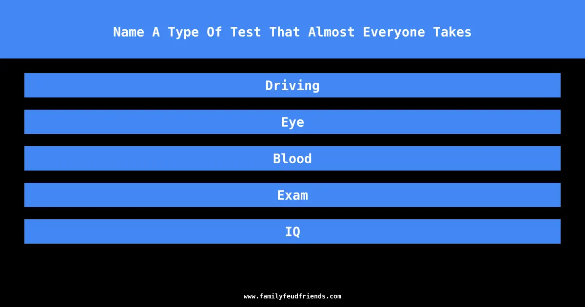 Name A Type Of Test That Almost Everyone Takes answer