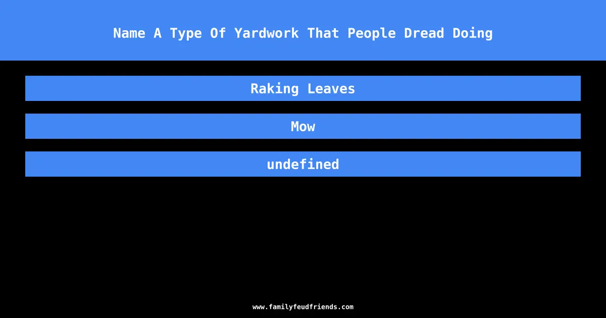 Name A Type Of Yardwork That People Dread Doing answer