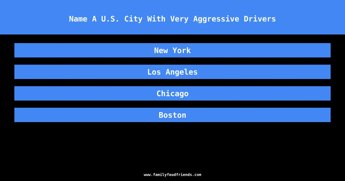 Name A U.S. City With Very Aggressive Drivers answer