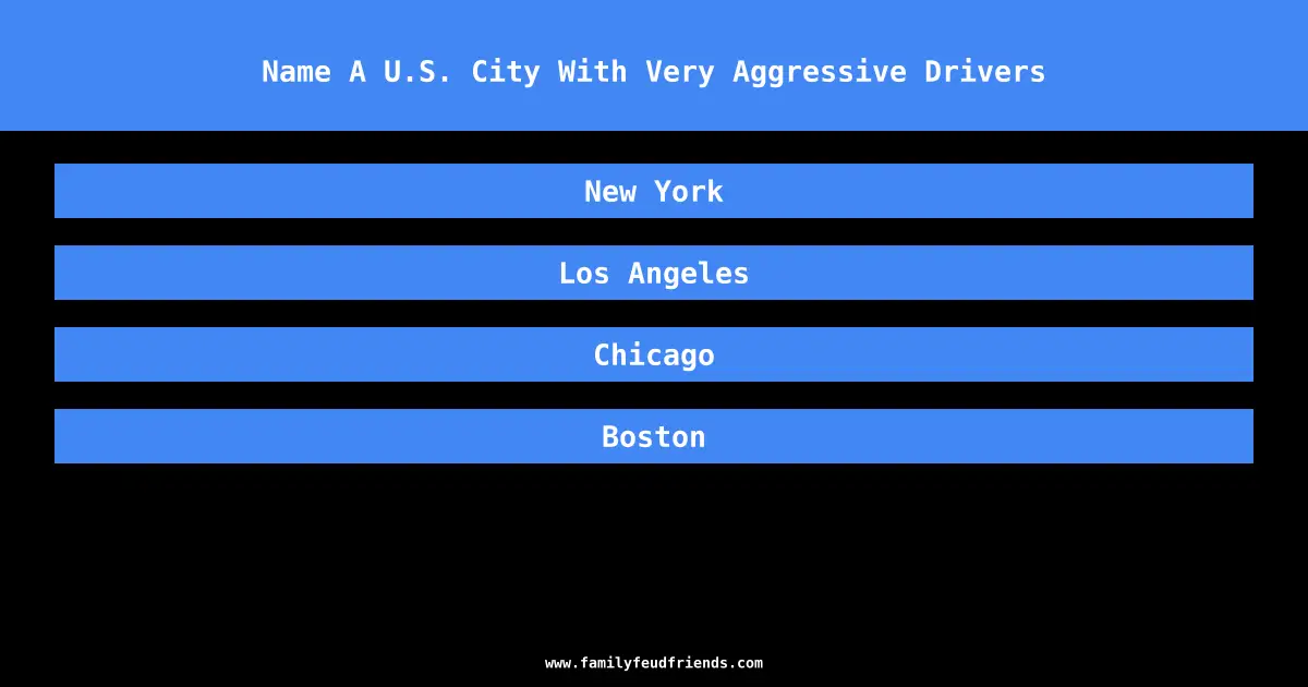 Family Feud Name A U.S. City With Very Aggressive Drivers Answer