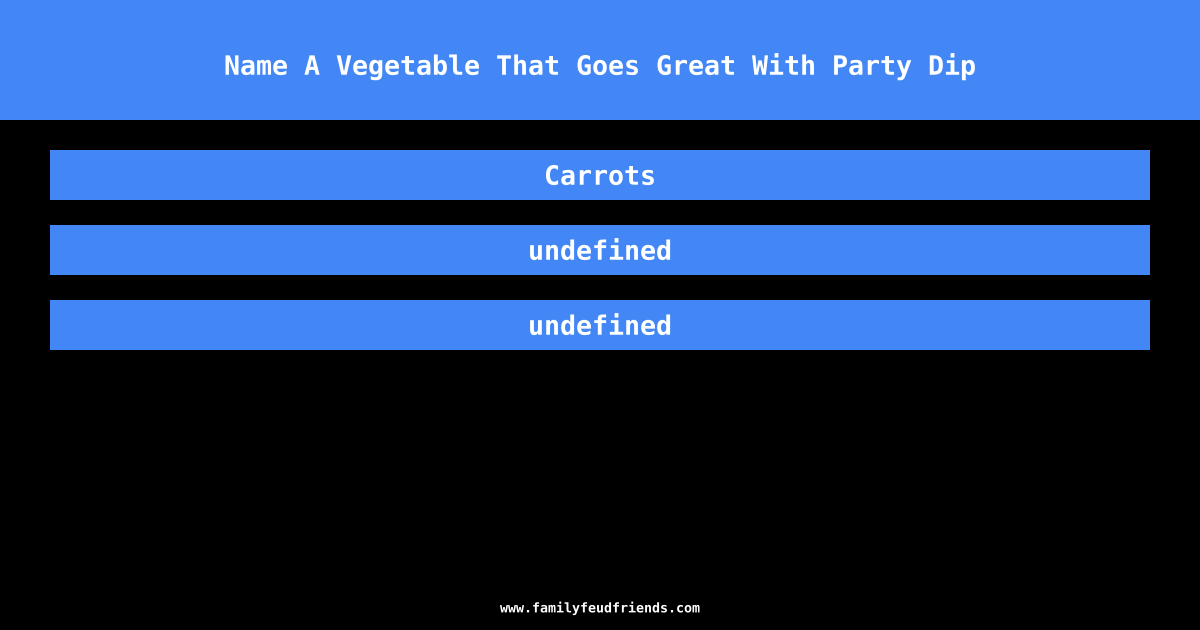 Name A Vegetable That Goes Great With Party Dip answer